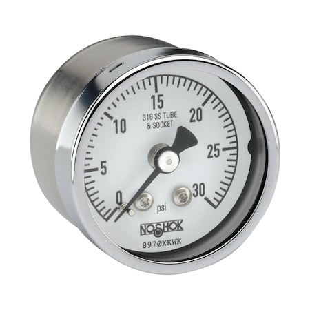 Noshok Pressure Gauge, 0 to 400 psi psi, 4 in Dial, 1/4 in NPT, Bottom Location 40-500-400-psi/kPa-1/4